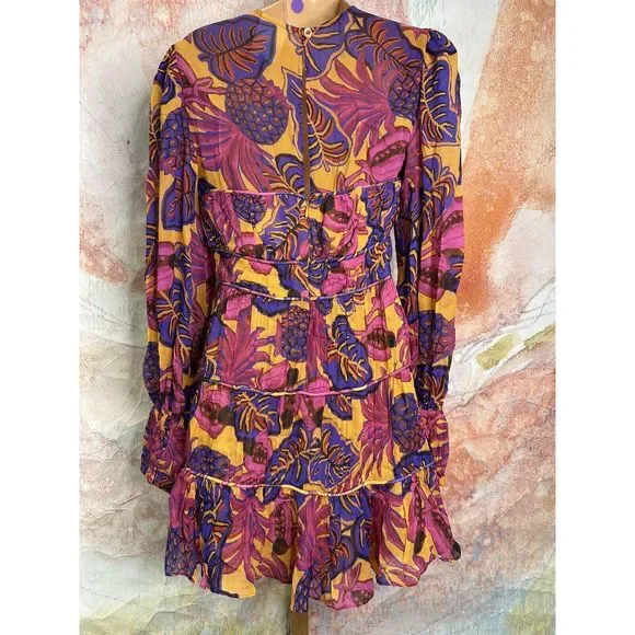 Anthropologie Farm Rio Fruit Dream Long-Sleeve Mini Dress $265 - Picture 6 of 7